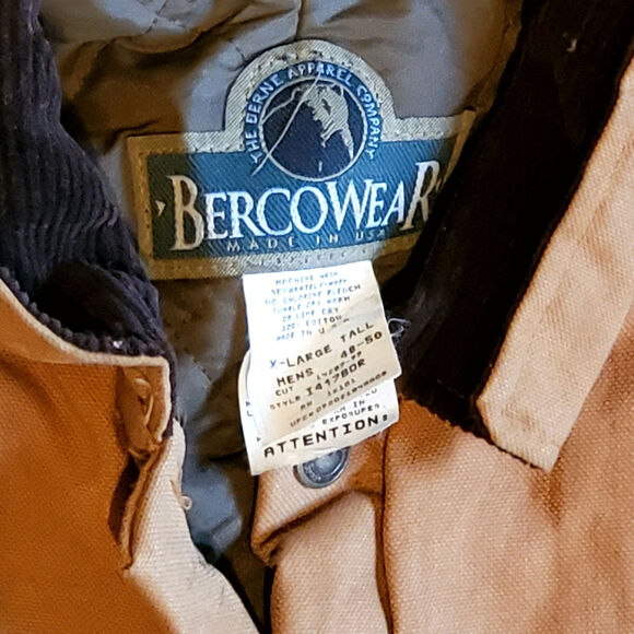 Bernie Men's Bercowear Beige Insulated Coveralls X-Large Short 48-50 Made In USA - Picture 5 of 9